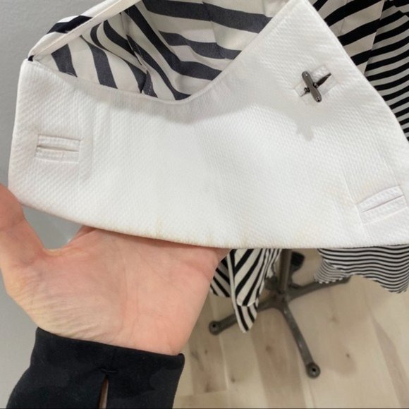 MONSE Asymmetric Striped Silk Twill Bow Tie Midi Dress In White Black Size 2 - Picture 11 of 14